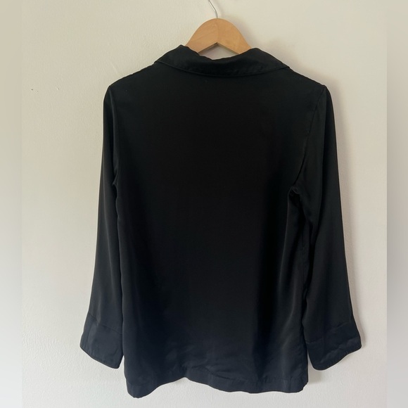 Sleeper Black Silk Satin Long Sleeve Top & Pull-On Pants Pajama Set Size Small - Picture 11 of 12